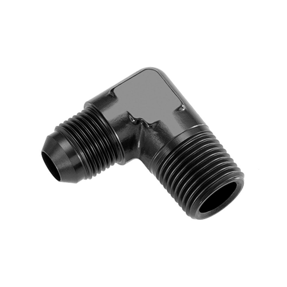 Redhorse Performance AN Fitting 822-08-08-2; AN to NPT Adapter Black -08AN Male 90 deg. 1/2 in. NPT Male 