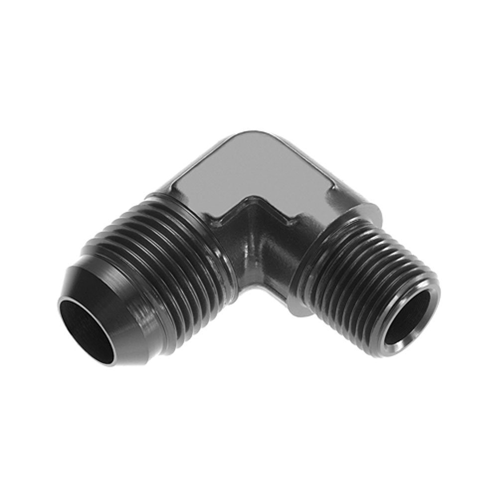 Redhorse Performance AN Fitting 822-10-06-2; AN to NPT Adapter Black -10AN Male 90 deg. 3/8 in. NPT Male 