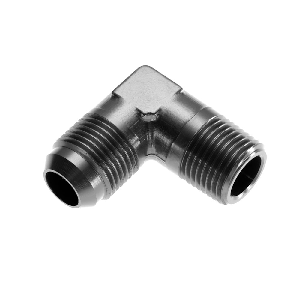 Redhorse Performance AN Fitting 822-12-16-2; AN to NPT Adapter Black -12AN Male 90 deg. 1 in. NPT Male 