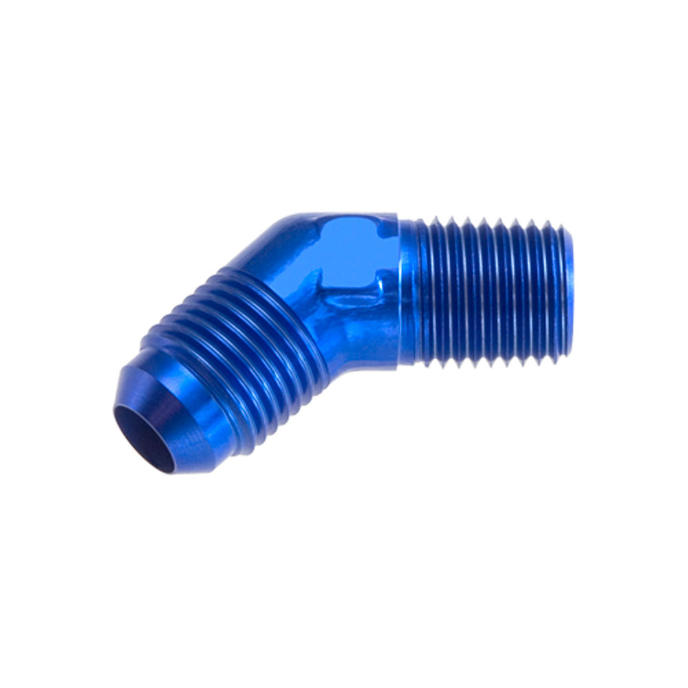 Redhorse Performance AN Fitting 823-06-04-1; AN to NPT Adapter Blue -06AN Male 45 deg. 1/4 in. NPT Male 