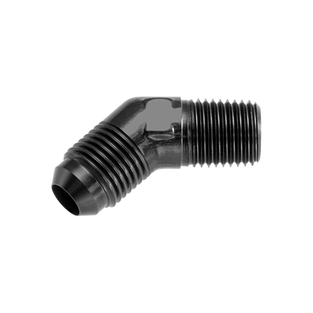Redhorse Performance AN Fitting 823-06-04-2; AN to NPT Adapter Black -06AN Male 45 deg. 1/4 in. NPT Male 