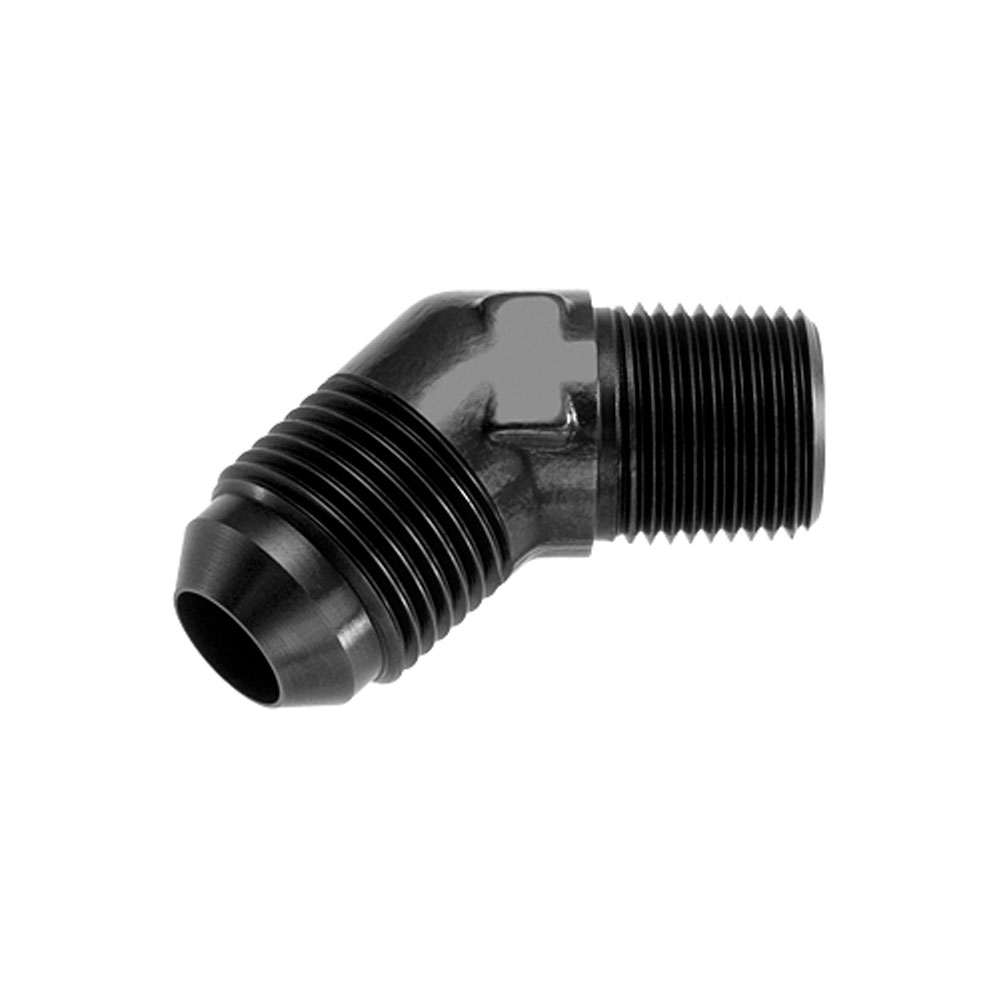 Redhorse Performance AN Fitting 823-08-06-2; AN to NPT Adapter Black -08AN Male 45 deg. 3/8 in. NPT Male 