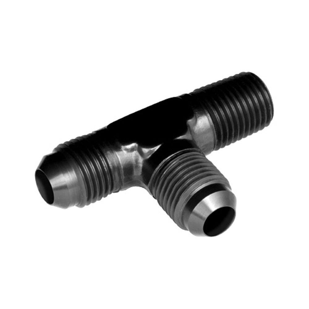Redhorse Performance AN Fitting 826-06-04-2; AN to NPT Tee Fitting Black -06AN Male Tee -06AN Male 1/4 in. NPT Male 