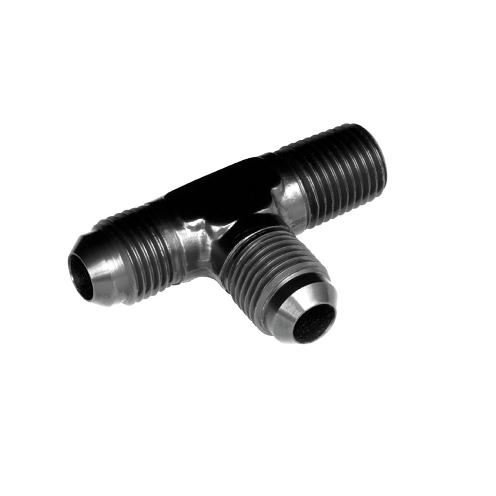 Redhorse Performance AN Fitting 826-03-02-2; AN to NPT Tee Fitting Black -03AN Male Tee -03AN Male 1/8 in. NPT Male (on run) 
