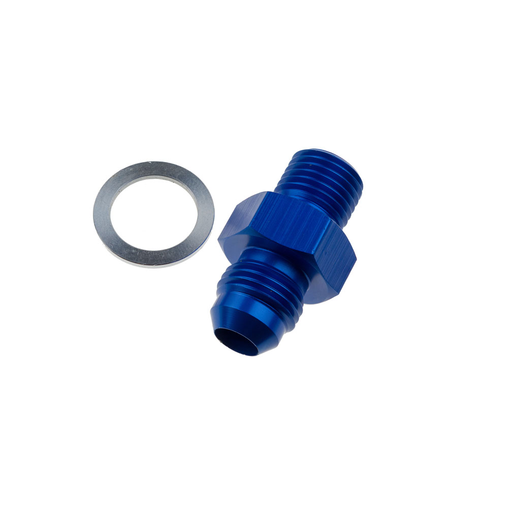 Redhorse Transmission Oil Cooler End Fitting 8262-08-04-1; Transmission Line Adapters AN to NPS Adapter Blue -08AN Male Straight 1/4 in. NPS Male for GM 2004R, 4L60E, 4L80E, TH350, TH400, 700R4 
