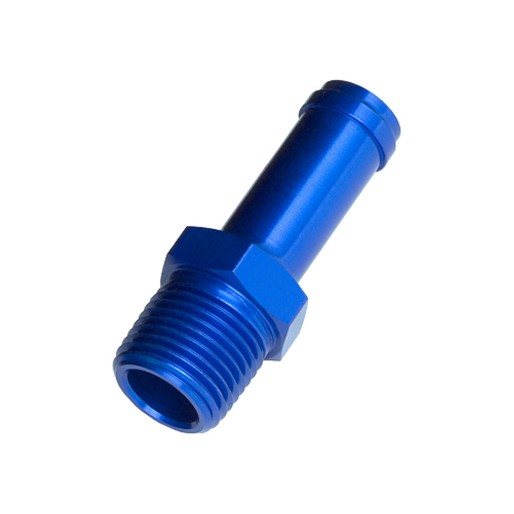 Redhorse Pipe Fitting 840-06-04-1; NPT to Hose Barb Adapter Blue Anodized 1/4 in. NPT Male Straight 3/8 in. Hose Barb 