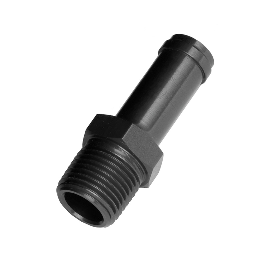 Redhorse Performance Pipe Fitting 840-04-02-2; NPT to Hose Barb Adapter Black Anodized 1/8 in. NPT Male Straight 1/4 in. Hose Barb 