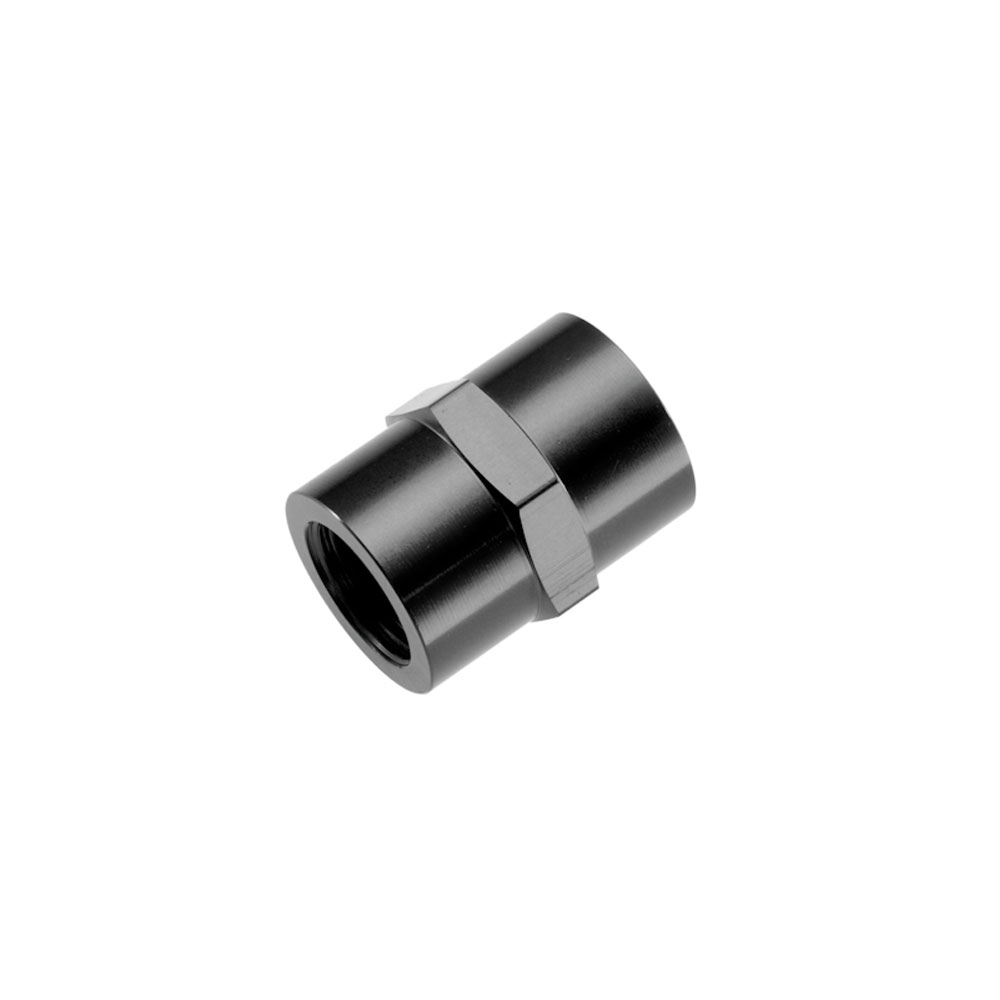 Redhorse Performance Pipe Fitting 910-02-2; NPT to NPT Coupler Black Anodized 1/8 in. NPT Female Straight 1/8 in. NPT Female 