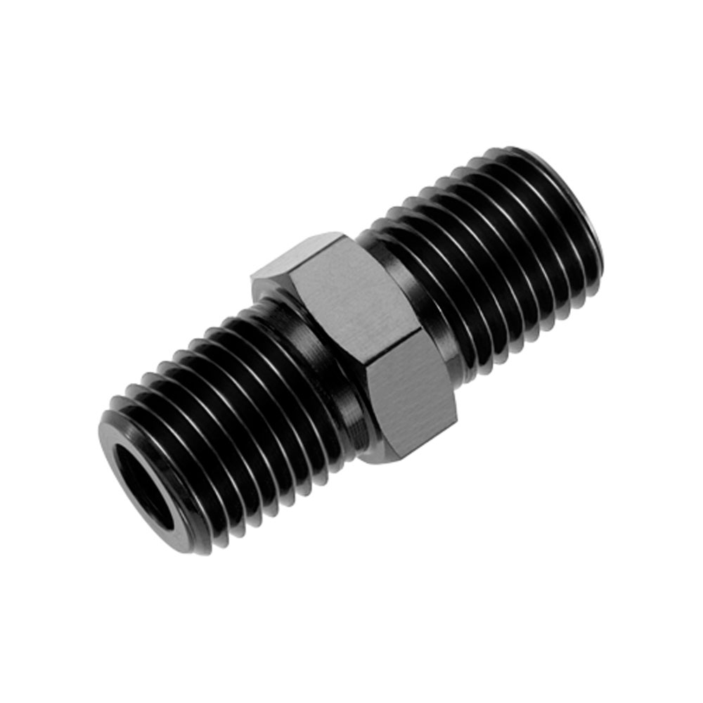 Redhorse Performance Pipe Fitting 911-02-2; NPT to NPT Union Black Anodized 1/8 in. NPT Male Straight 1/8 in. NPT Male 