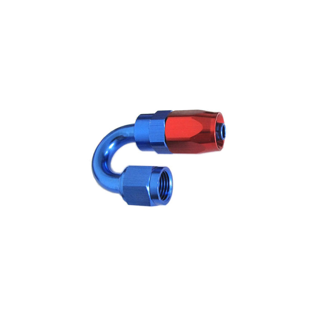 Renegade Racing Components Fuel Hose Fitting 10680-1; Swivel Hose End Blue/Red Anodized -06AN 180 deg. -06AN Female 