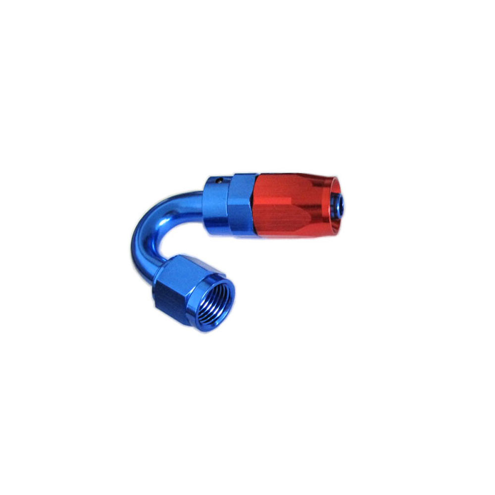 Renegade Racing Components Fuel Hose Fitting 11050-1; Swivel Hose End Blue/Red Anodized -10AN 150 deg. -10AN Female 