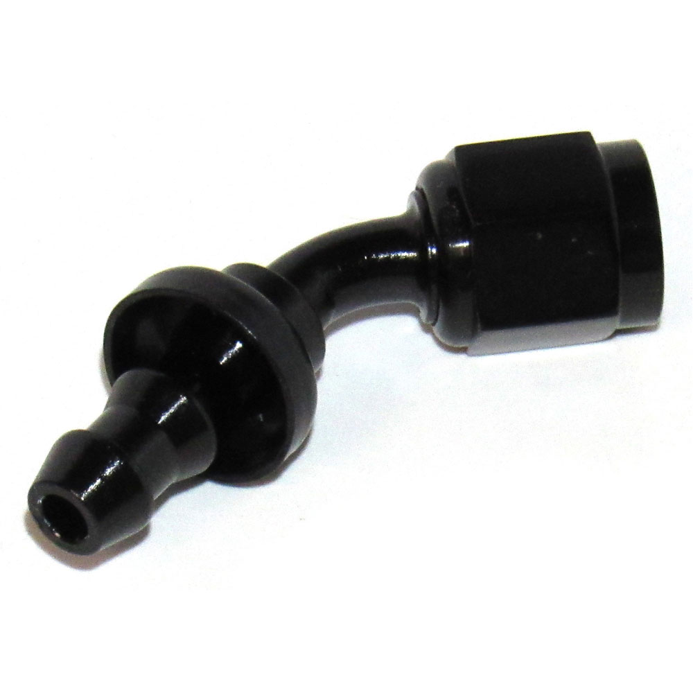 Renegade Racing Components Fuel Hose Fitting 20445-2; Non Swivel Hose End Black Anodized -04AN 45 deg. -04AN Female 