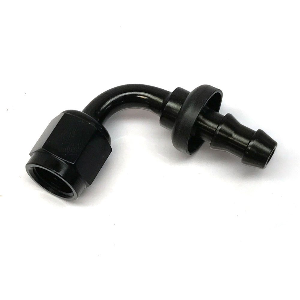 Renegade Racing Components Fuel Hose Fitting 20490-2; Non Swivel Hose End Black Anodized -04AN 90 deg. -04AN Female 