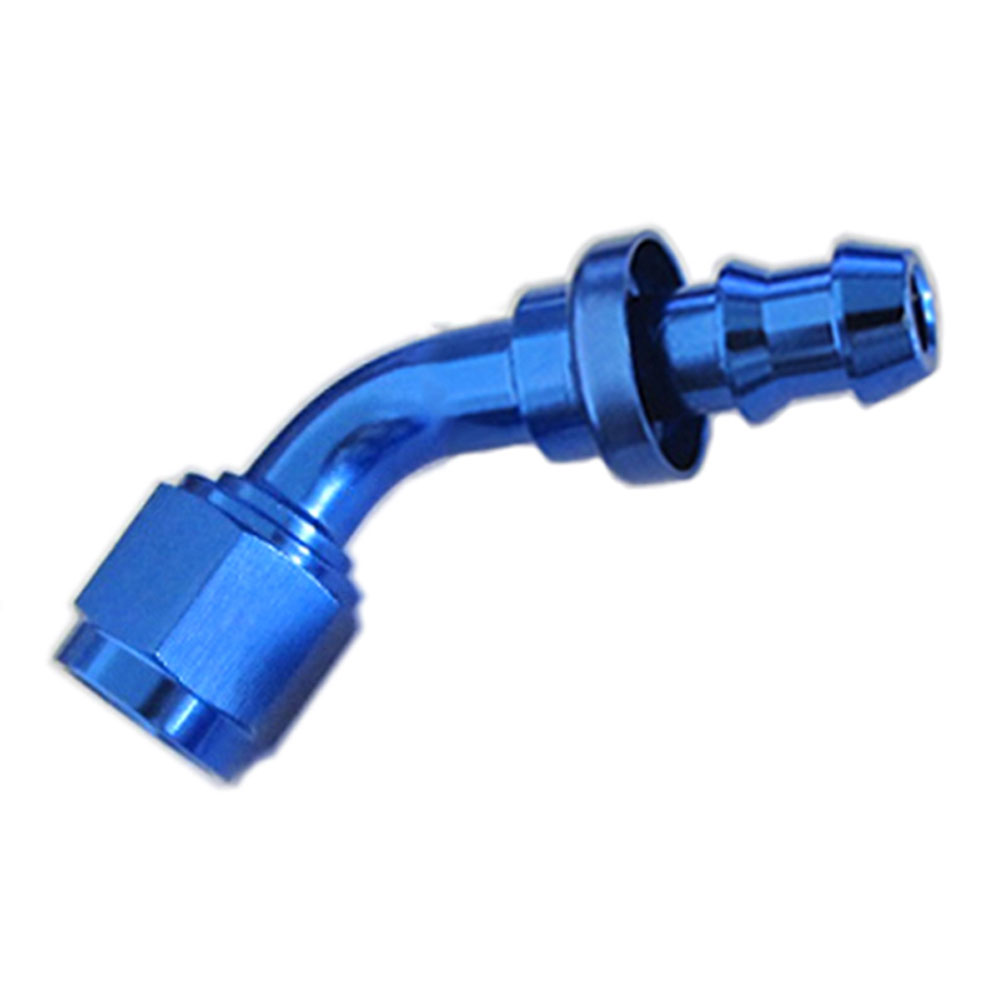 Renegade Racing Components Fuel Hose Fitting 20645-1; Non Swivel Hose End Blue Anodized -06AN 45 deg. -06AN Female 