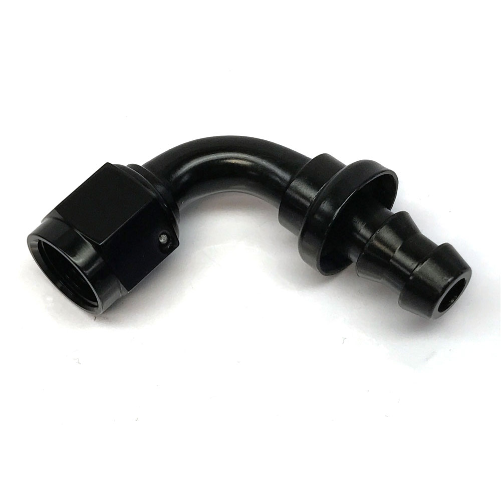 Renegade Hose End 20690-2; Non Swivel Hose End Black Anodized -06AN 90 deg. -06AN Female 