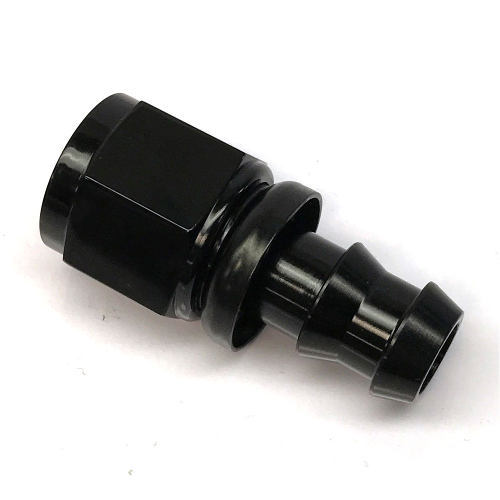 Renegade Racing Components Fuel Hose Fitting 20800-2; Swivel Hose End Black Anodized -08AN Straight -08AN Female 