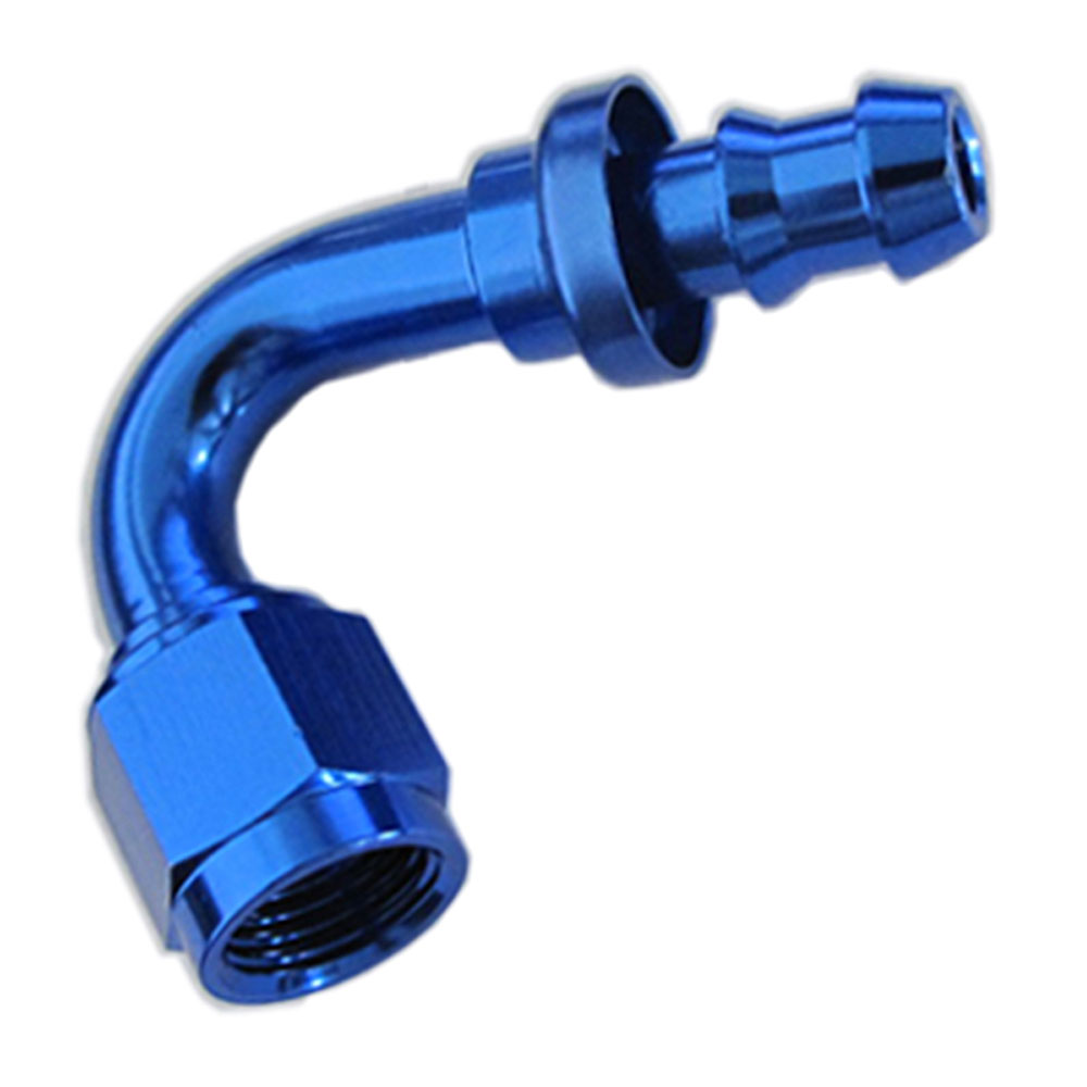Renegade Racing Components Fuel Hose Fitting 20820-1; Non Swivel Hose End Blue Anodized -08AN 120 deg. -08AN Female 