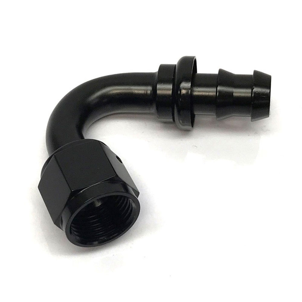Renegade Racing Components Fuel Hose Fitting 20820-2; Non Swivel Hose End Black Anodized -08AN 120 deg. -08AN Female 