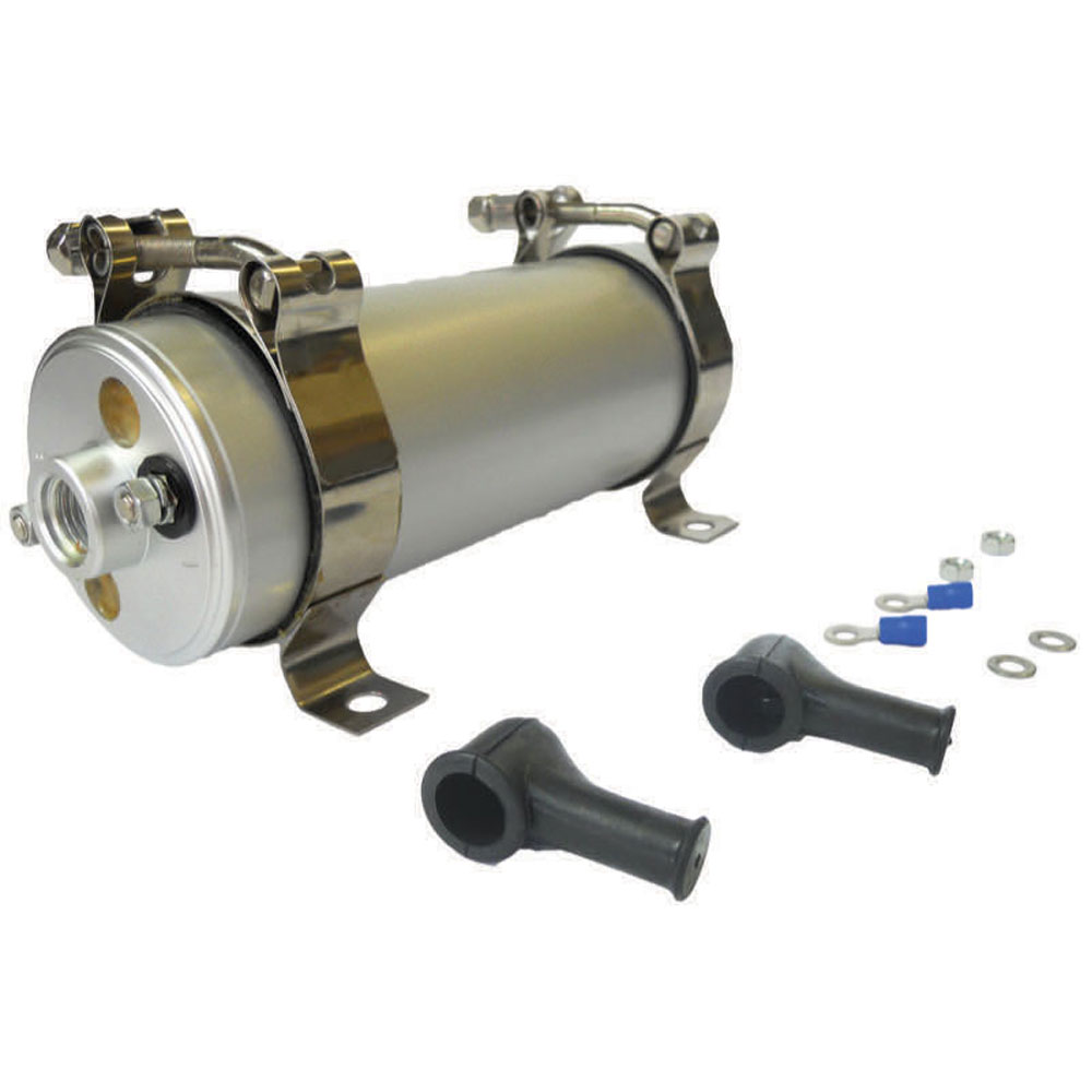 Renegade Racing Components Electric Fuel Pump 21-206; In Line 58 GPH @ 70 PSI Natural Aluminum Gasoline, E85 
