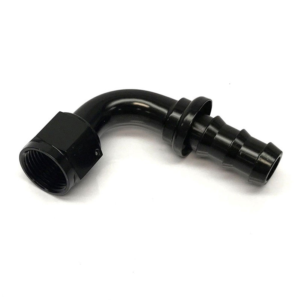 Renegade Racing Components Fuel Hose Fitting 21090-2; Non Swivel Hose End Black Anodized -10AN 90 deg. -10AN Female 