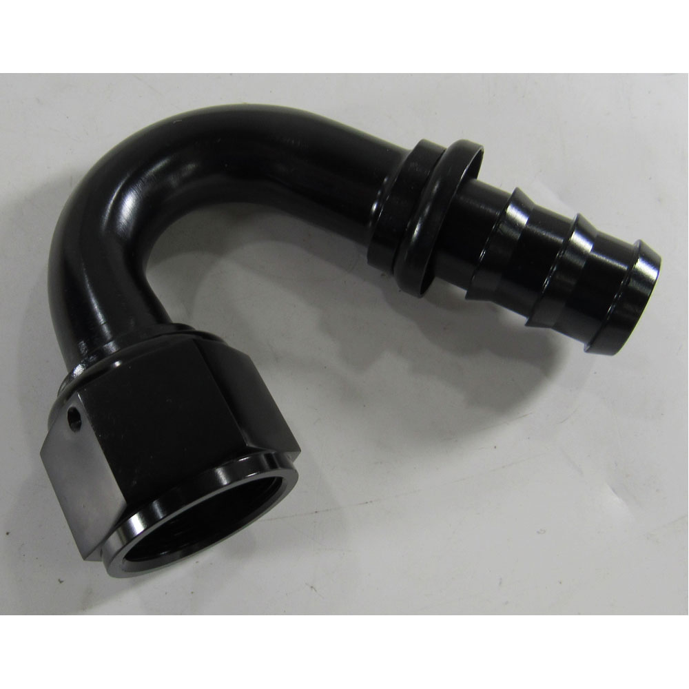 Renegade Hose End 21250-2; Non Swivel Hose End Black Anodized -12AN 150 deg. -12AN Female 