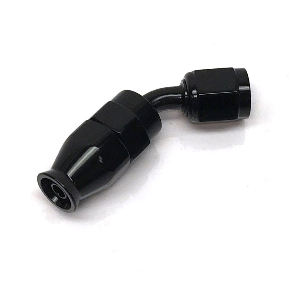 Renegade Racing Components Fuel Hose Fitting 40445A-2; Swivel Hose End Black Anodized -04AN 45 deg. -04AN Female 
