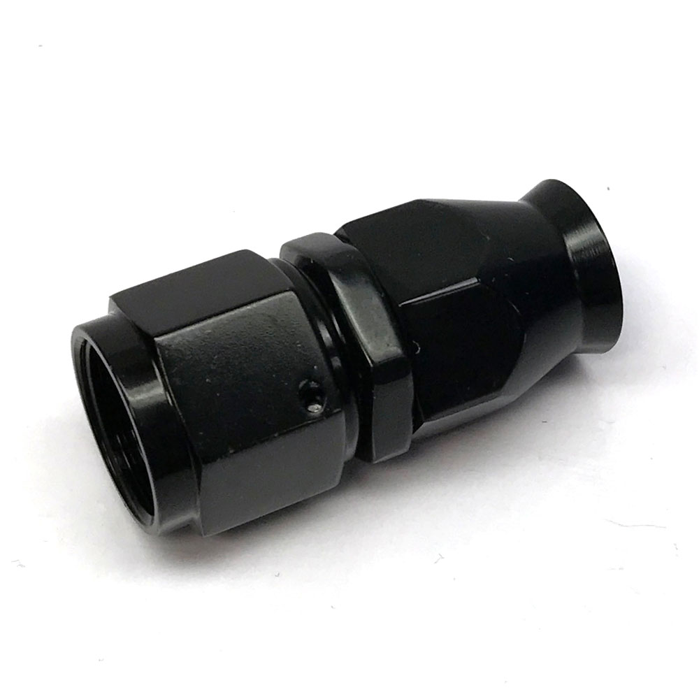 Renegade Racing Components Fuel Hose Fitting 40800A-2; Swivel Hose End Black Anodized -08AN Straight -08AN Female 