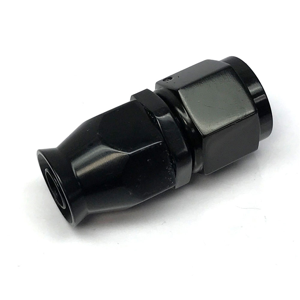 Renegade Racing Components Fuel Hose Fitting 40800A-2; Swivel Hose End Black Anodized -08AN Straight -08AN Female 