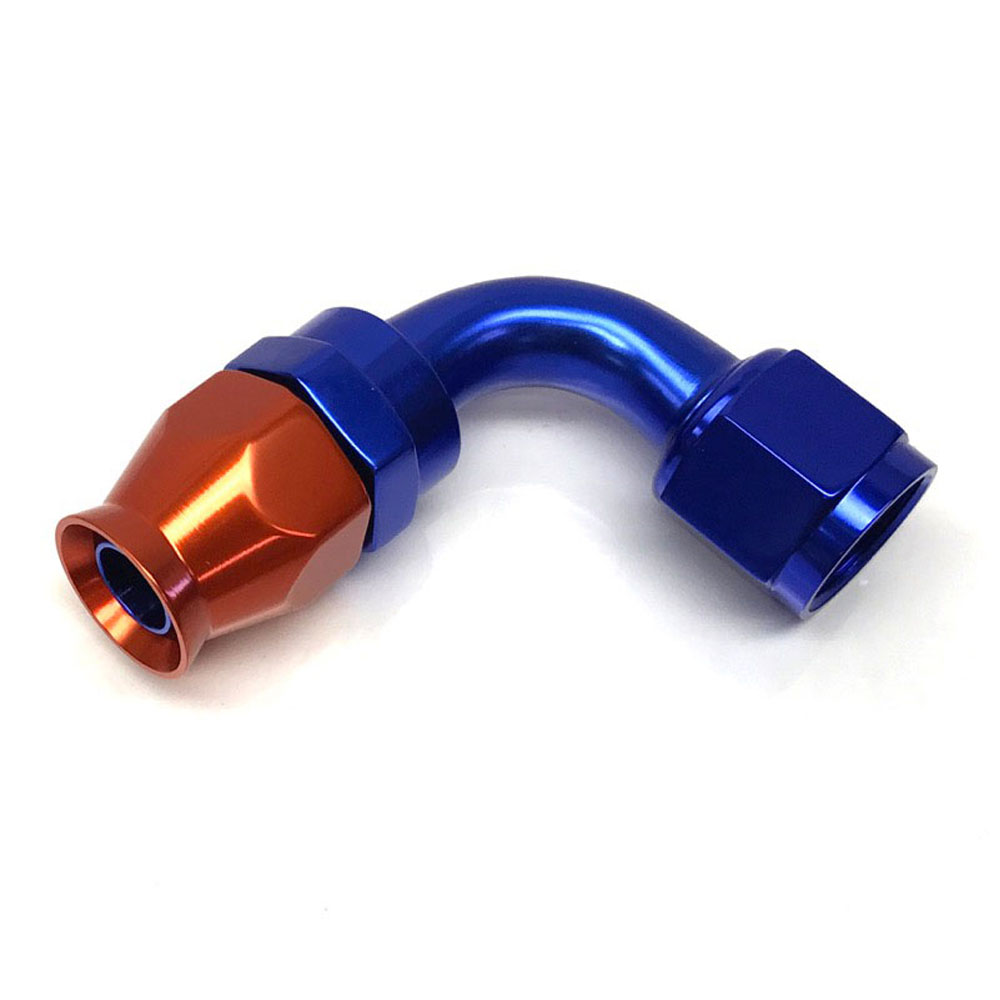 Renegade Hose End 41090A-1; Swivel Hose End Blue/Red Anodized -10AN 90 deg. -10AN Female 