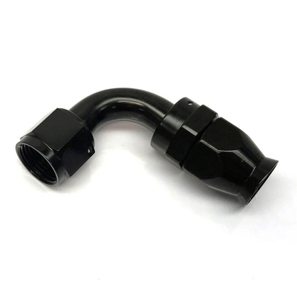 Renegade Racing Components Fuel Hose Fitting 41090A-2; Swivel Hose End Black Anodized -10AN 90 deg. -10AN Female 