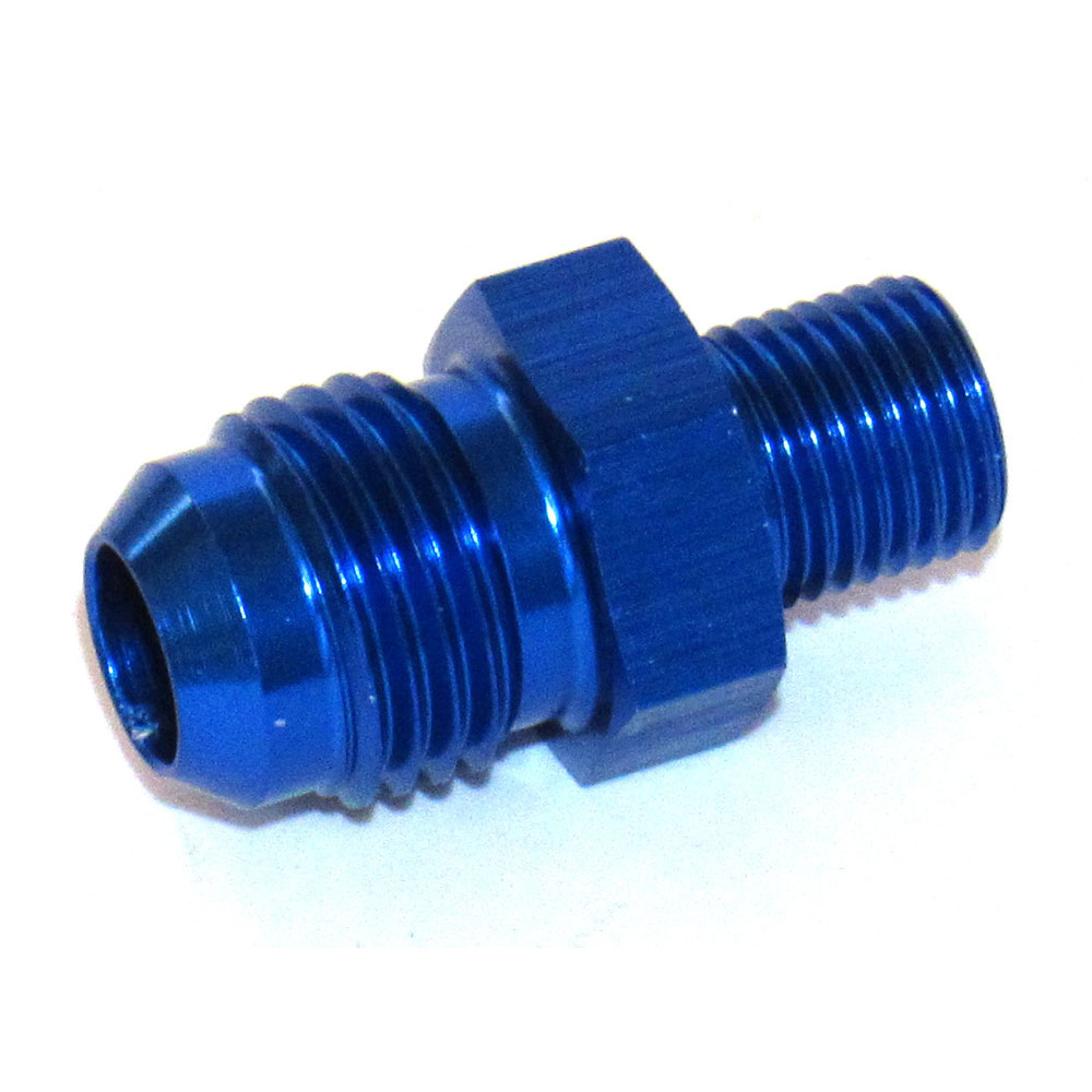 Renegade Racing Components AN Fitting 560139-1; AN to Metric Adapter Blue 10.000 mm x 1.0 Male Straight -06AN Male 
