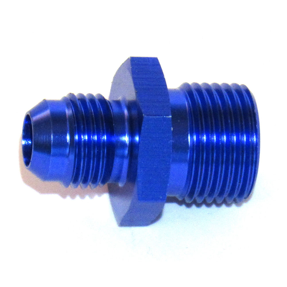 Photo for Renegade Racing Components AN Fitting 568339-1; AN to Metric Adapter Blue 18mm x 1.50 Male Straight -06AN Male