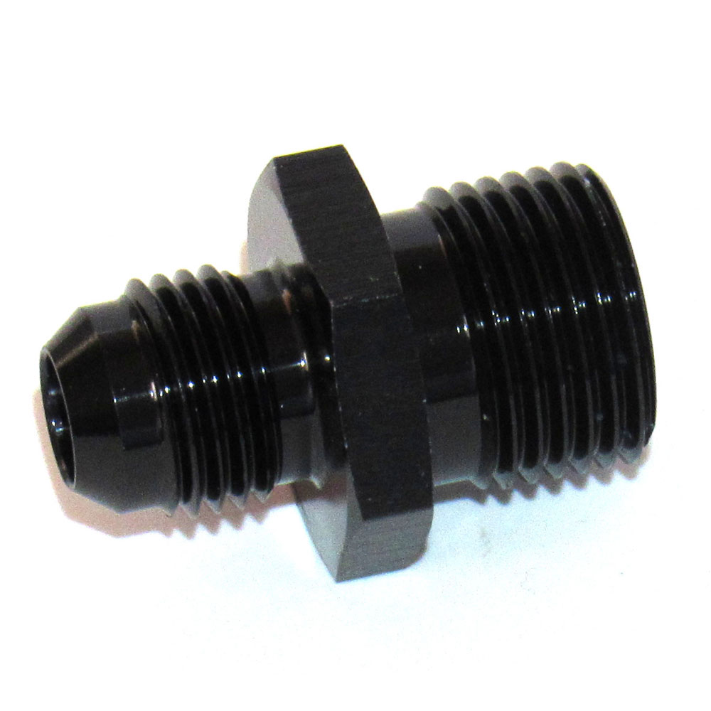 Renegade Racing Components AN Fitting 568339-2; AN to Metric Adapter Black 18mm x 1.50 Male Straight -06AN Male 