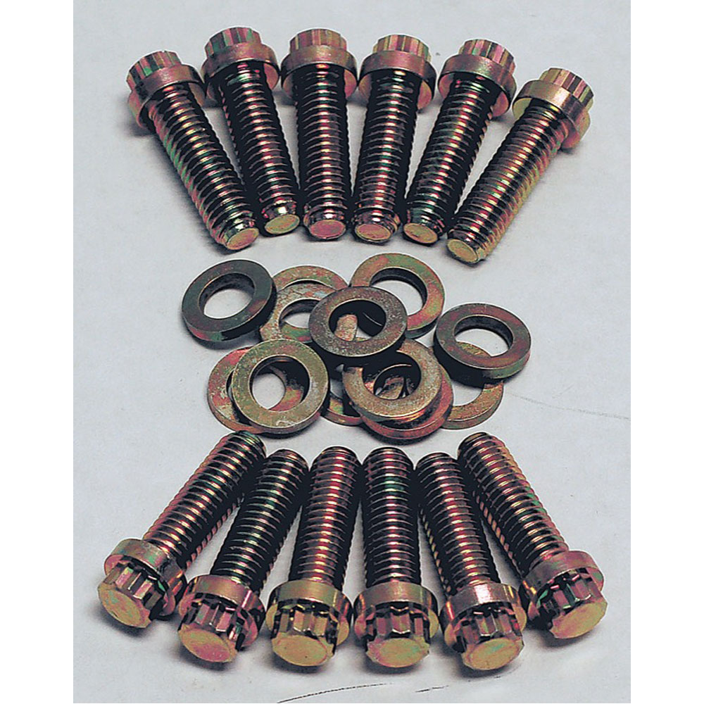Renegade Intake Manifold Bolts 58400; Gold Iridite 12-Point Steel for Chevy 262 to 400 