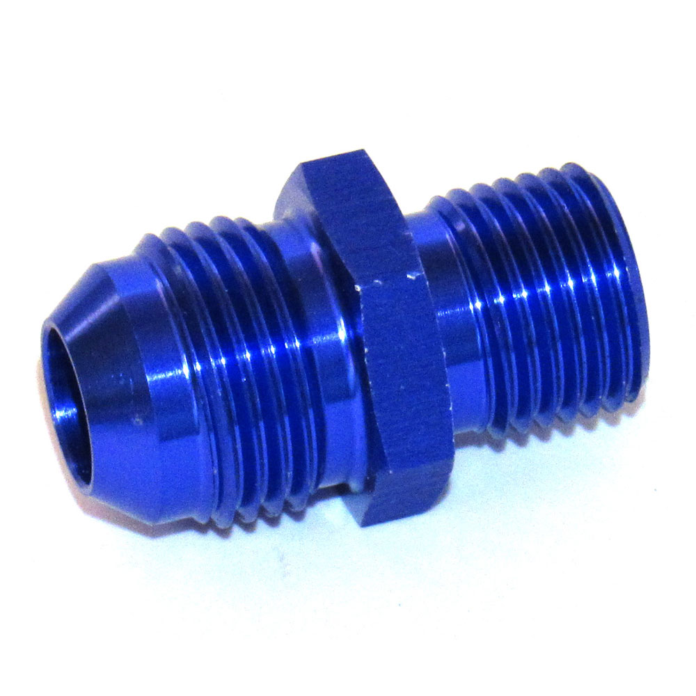 Renegade AN Fitting 586339-1; AN to Metric Adapter Blue 16mm x 1.50 Male Straight -08AN Male 