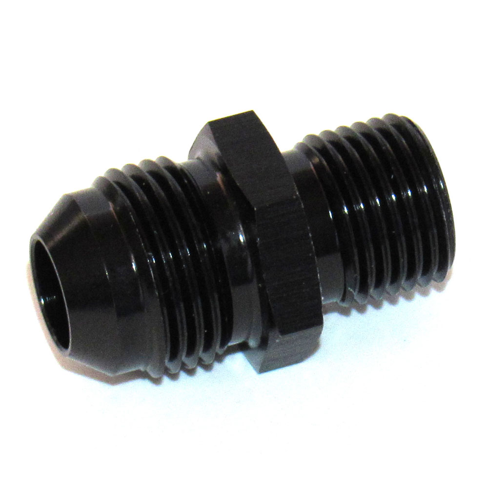 Renegade Racing Components AN Fitting 586339-2; AN to Metric Adapter Black 16mm x 1.50 Male Straight -08AN Male 