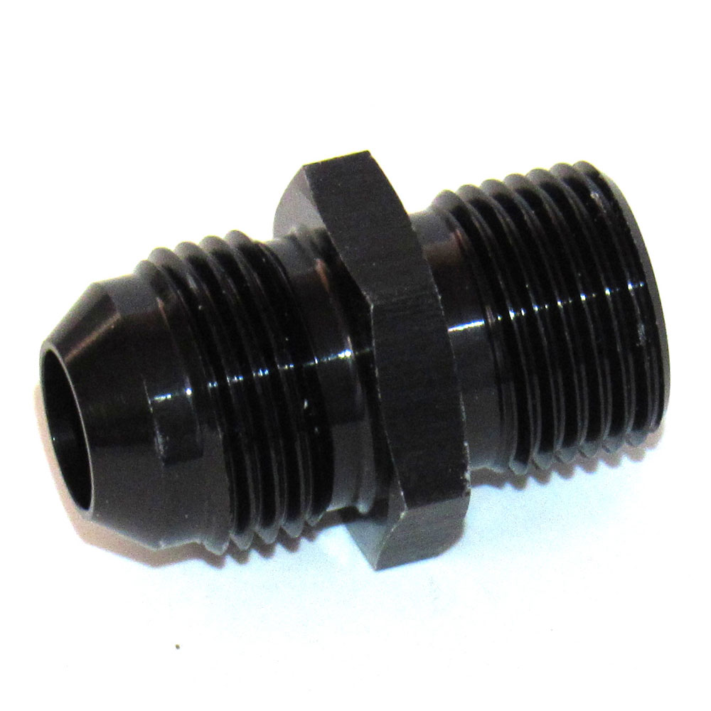 Renegade Racing Components AN Fitting 588339-2; AN to Metric Adapter Black 18mm x 1.50 Male Straight -08AN Male 