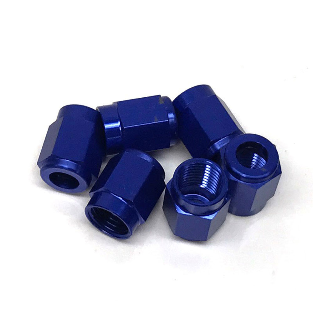 Renegade Racing Components Tube Fitting 60318-1; Tube Nut Blue Anodized 3/16 in. Tube Straight -03AN Female 