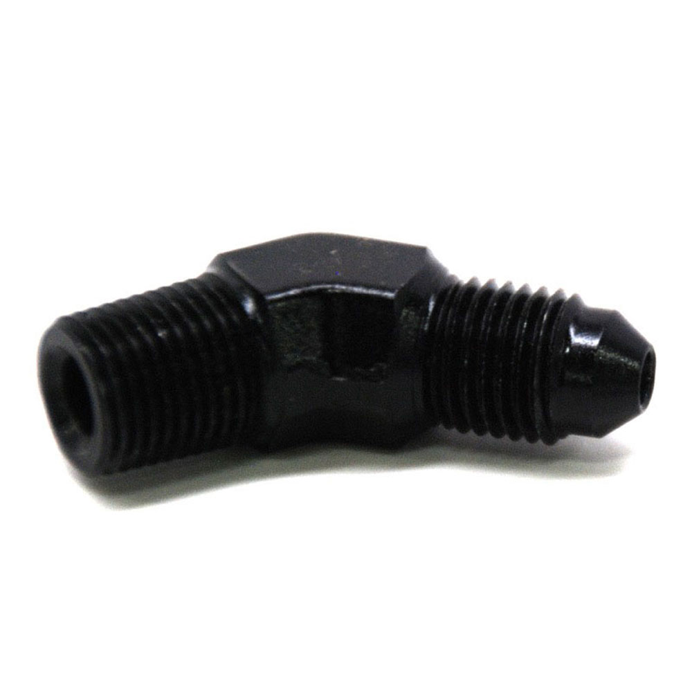Renegade AN Fitting 60323-2; AN to NPT Adapter Black -03AN Male 45 deg. 1/8 in. NPT Male 
