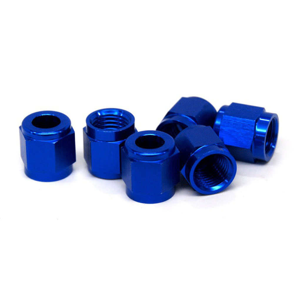 Renegade Racing Components Tube Fitting 60418-1; Tube Nut Blue Anodized 1/4 in. Tube Straight -04AN Female 