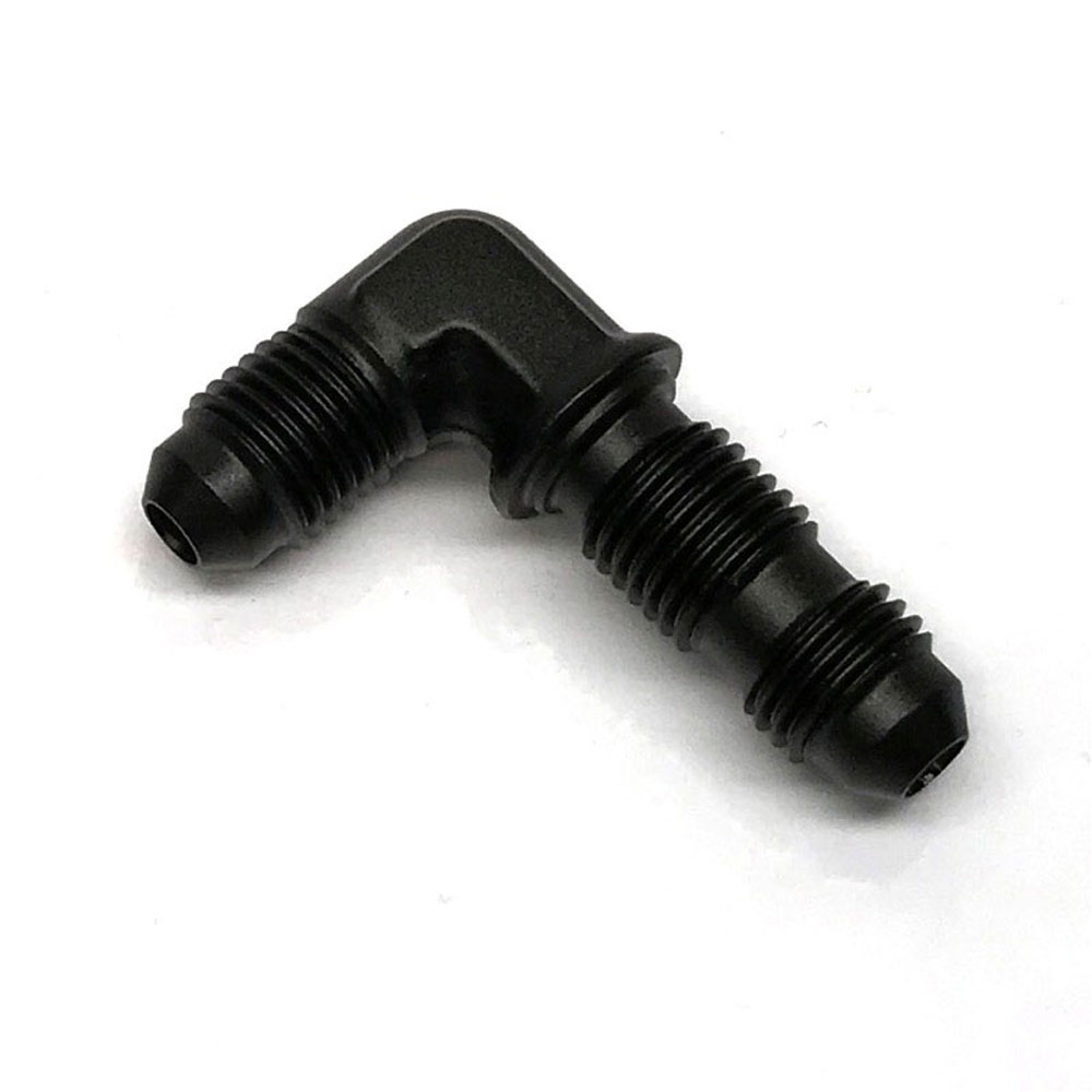 Renegade Racing Components AN Fitting 60433-2; AN to AN Bulkhead Union Black -04AN Male 90 deg. -04AN Male 