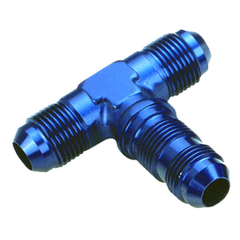Renegade Racing Components AN Fitting 60434-1; AN to AN Bulkhead Tee Blue -04AN Male Tee -04AN Male -04AN Male 