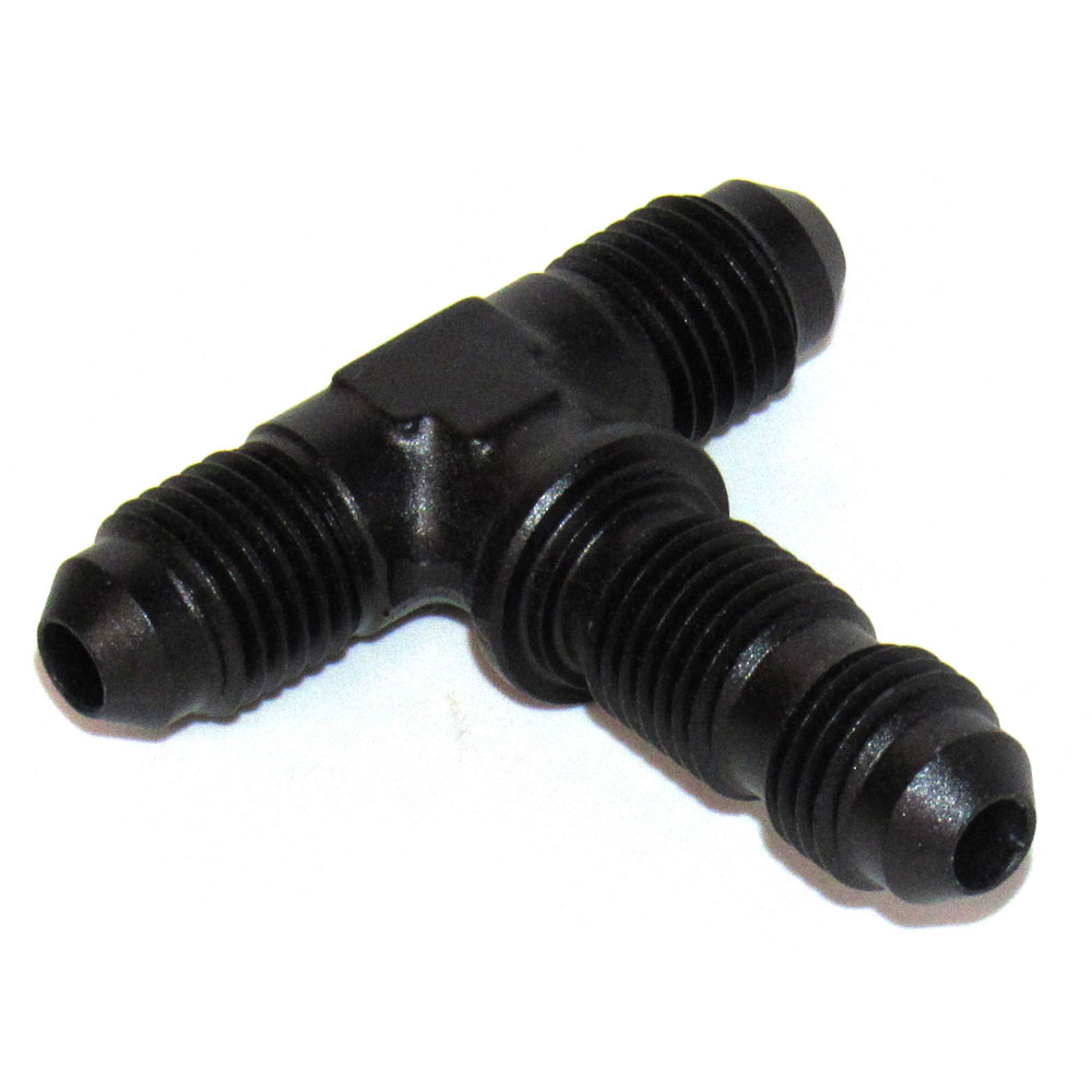Renegade Racing Components AN Fitting 60434-2; AN to AN Bulkhead Tee Black -04AN Male Tee -04AN Male -04AN Male 