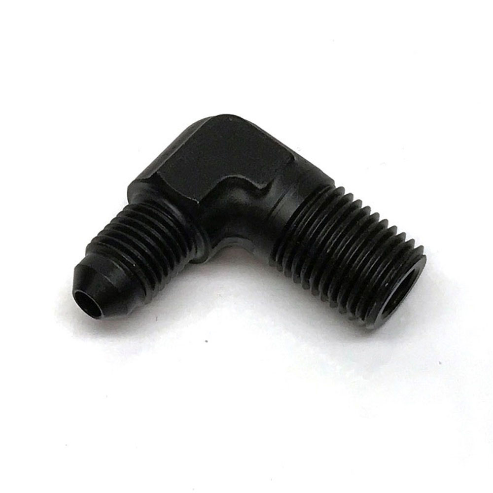 Renegade Racing Components AN Fitting 60492-2; AN to NPT Adapter Black -04AN Male 90 deg. 1/4 in. NPT Male 