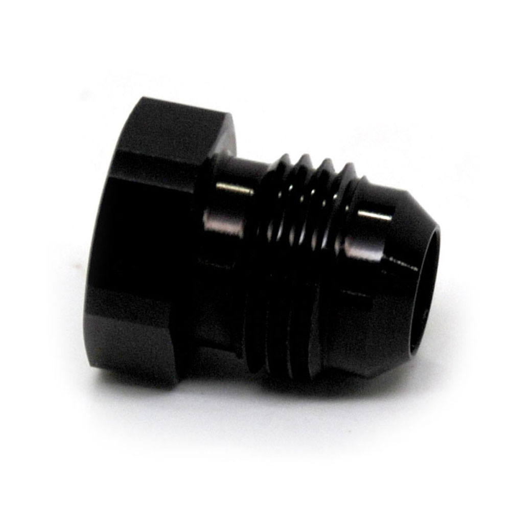 Renegade Racing Components AN Fitting 60606-2; AN Flare Plug Black -06AN Male Straight Hex Head 