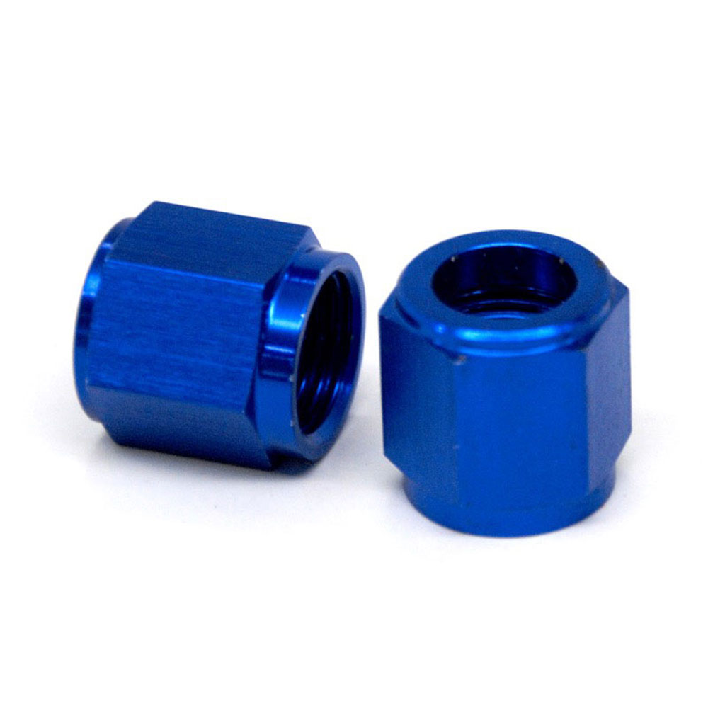 Renegade Racing Components Tube Fitting 60618-1; Tube Nut Blue Anodized 3/8 in. Tube Straight -06AN Female 
