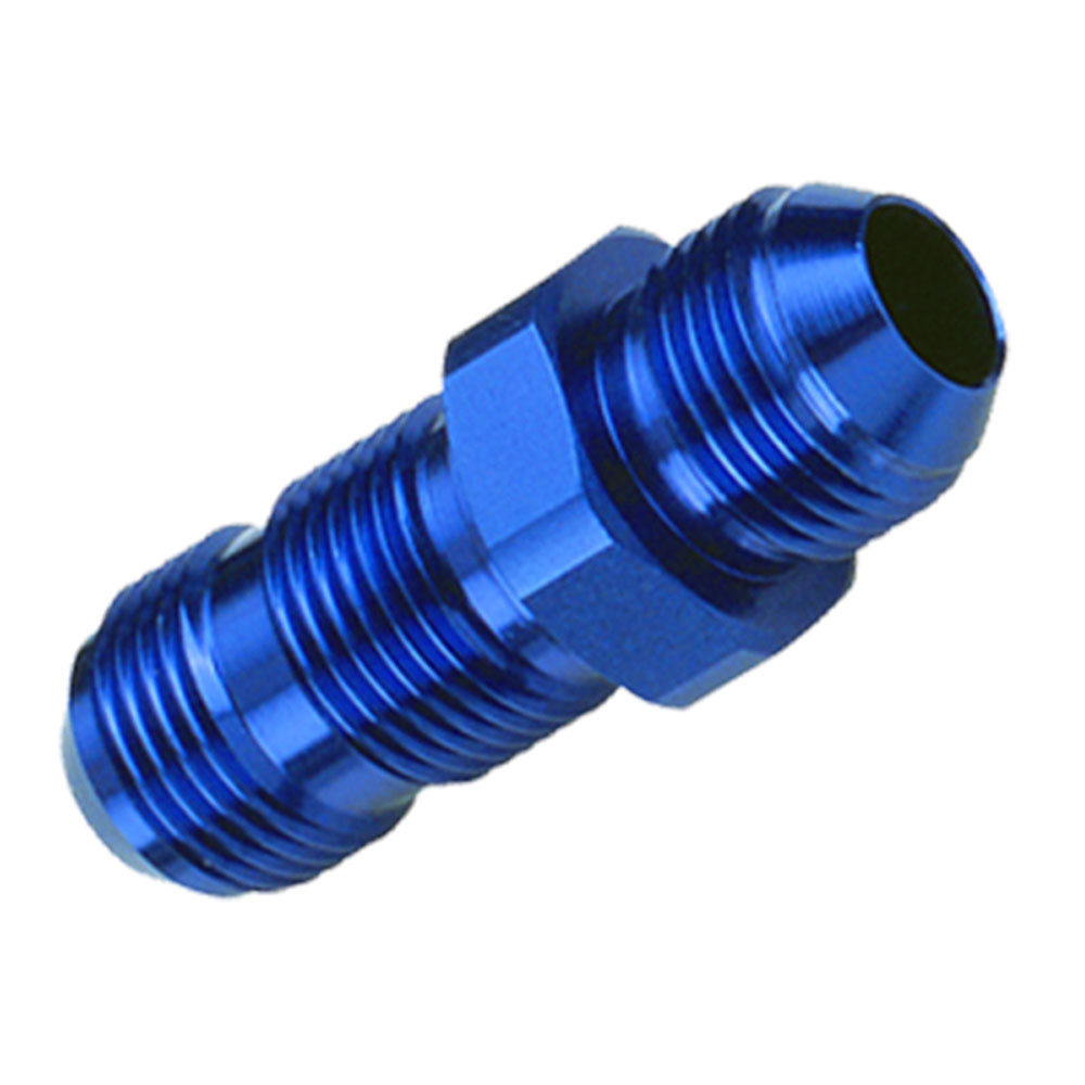 Renegade Racing Components AN Fitting 60632-1; AN to AN Bulkhead Union Blue -06AN Male Straight -06AN Male 