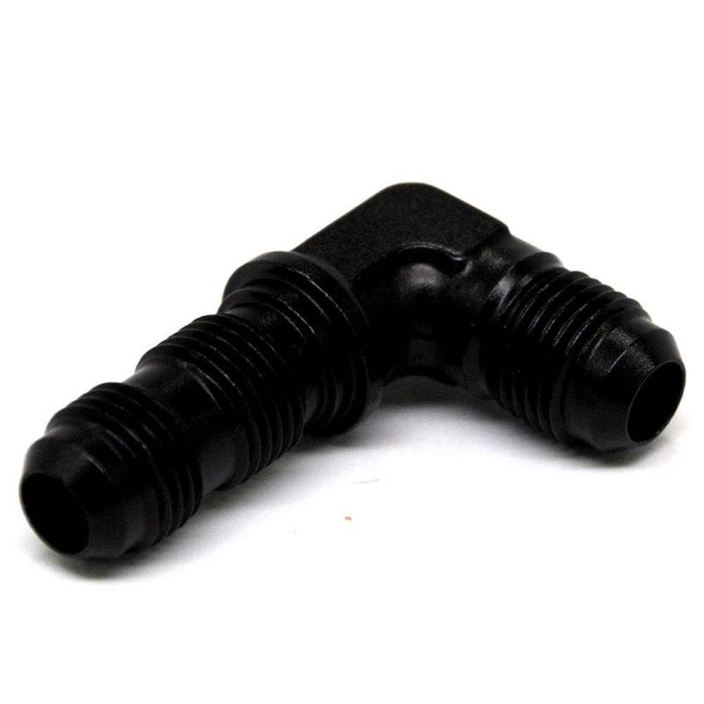 Renegade Racing Components AN Fitting 60633-2; AN to AN Bulkhead Union Black -06AN Male 90 deg. -06AN Male 