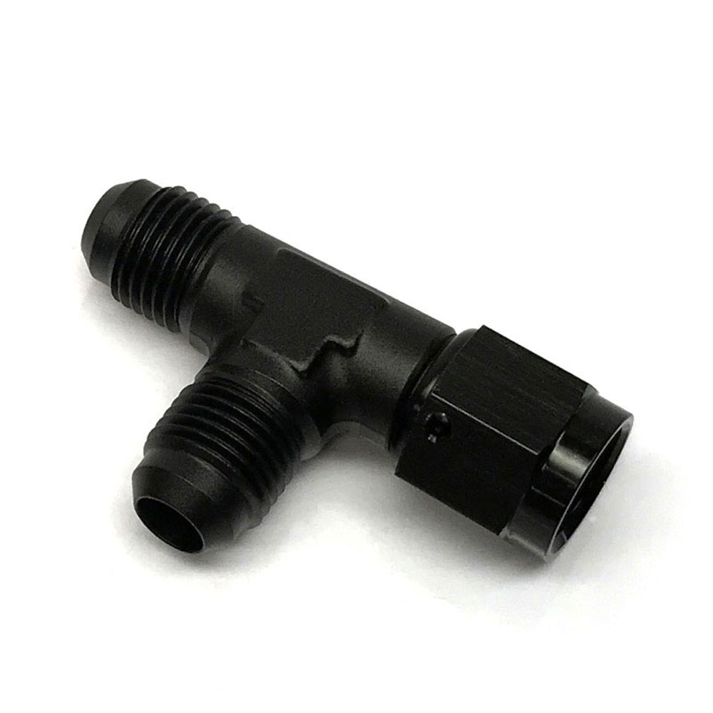 Renegade AN Fitting 60644-2; AN to AN Tee Black -06AN Male Tee -06AN Male -06AN Female (on run) 