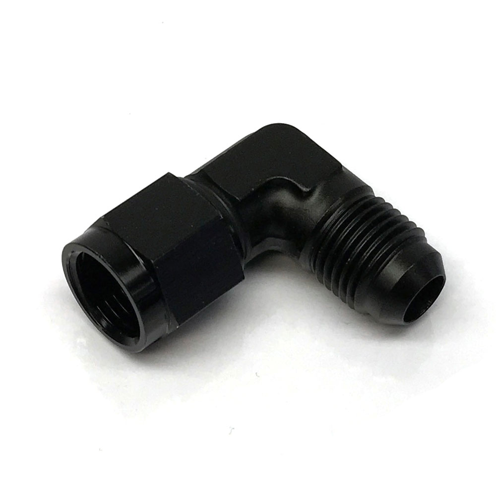 Renegade Racing Components AN Fitting 61047-2; AN to AN Coupler Black -10AN Female 90 deg. -10AN Male 